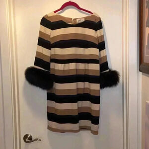 Winter couture Grace Continental Tunic Dress Fox Fur Cuffs Japan 36